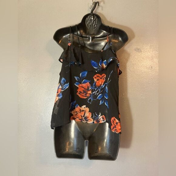 Lily White Black Sheer Floral Tank Top - Picture 5 of 5